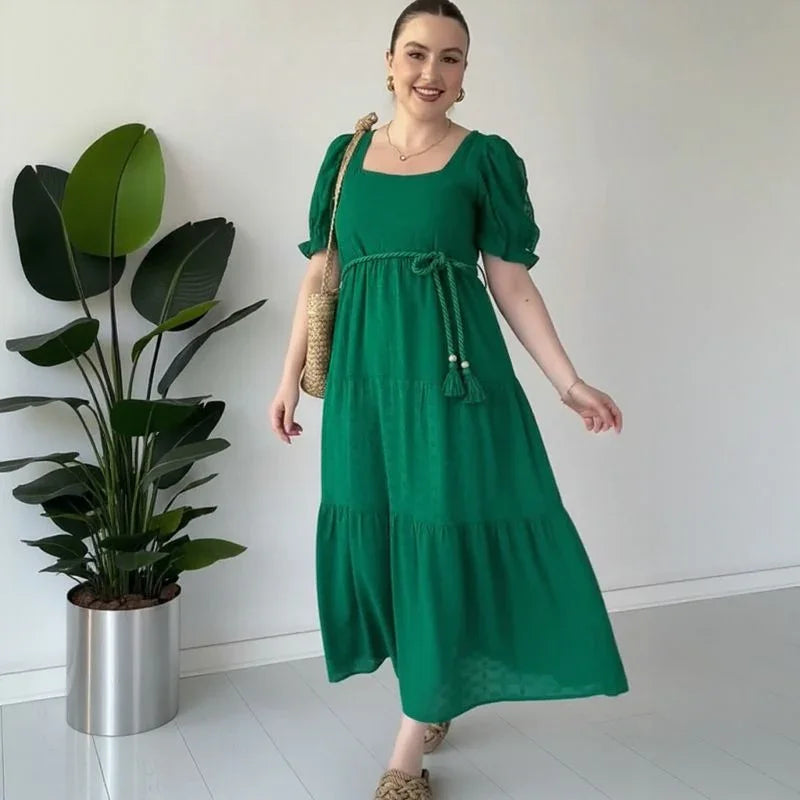 Bella™ Dress in Textured Viscose with Princess Sleeves / Lightness, Charm, and Femininity in Every Movement