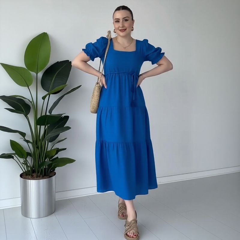 Bella™ Dress in Textured Viscose with Princess Sleeves / Lightness, Charm, and Femininity in Every Movement