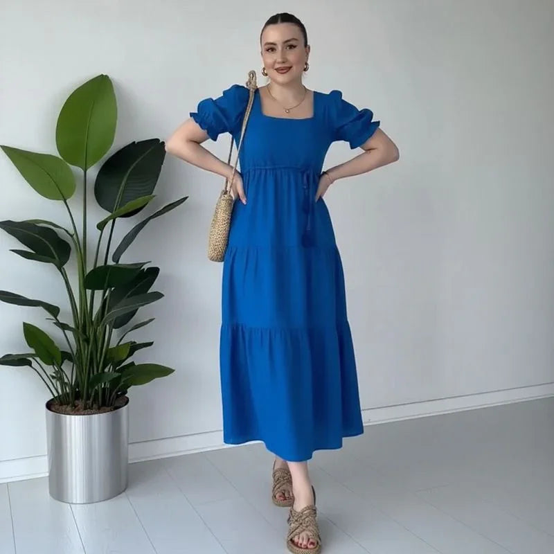 Bella™ Dress in Textured Viscose with Princess Sleeves / Lightness, Charm, and Femininity in Every Movement