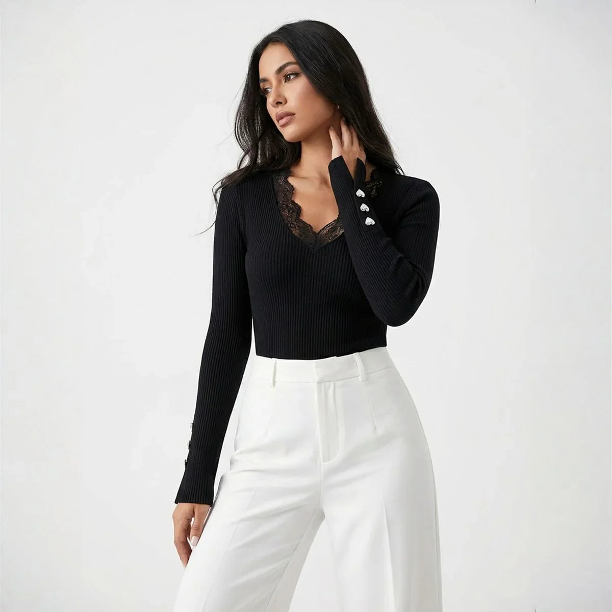 Maison™ Elegant Lace Blouse with Premium Sleeve Details