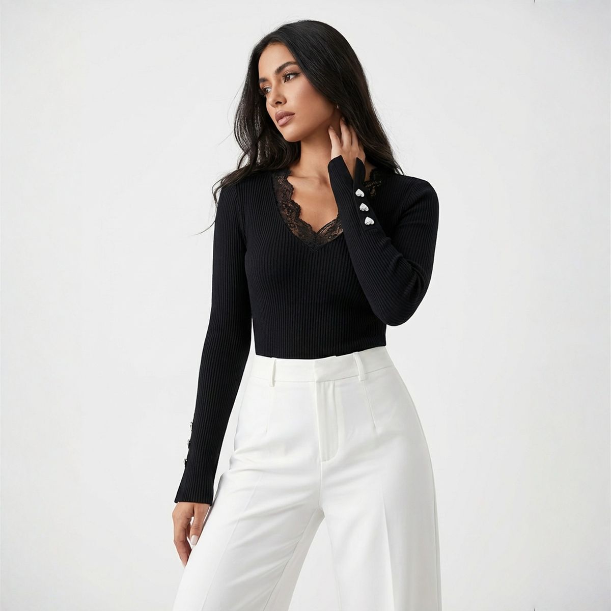 Maison™ Elegant Lace Blouse with Premium Sleeve Details