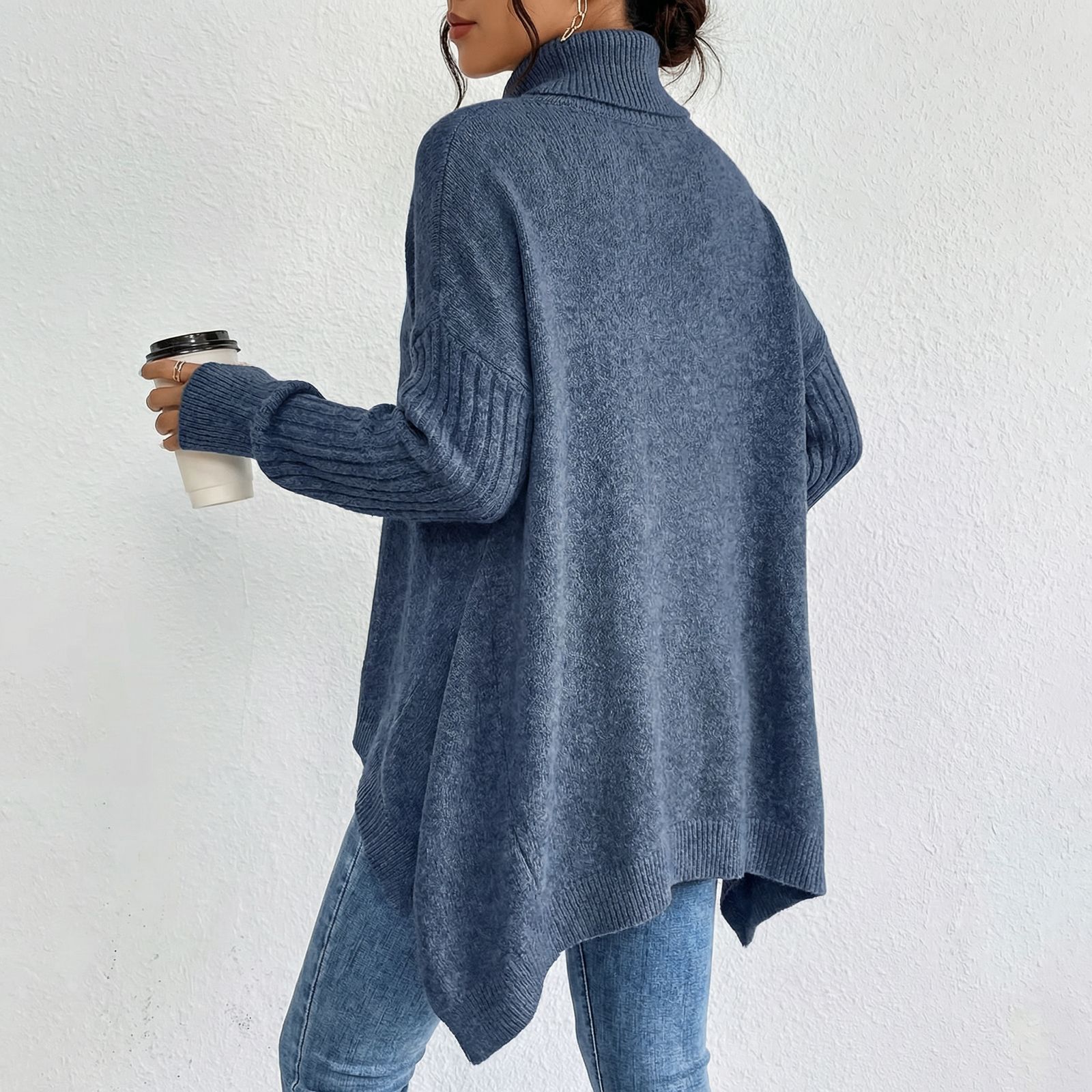 Montclair™ Elegant Knit Sweater with High Neck and Asymmetrical Hem