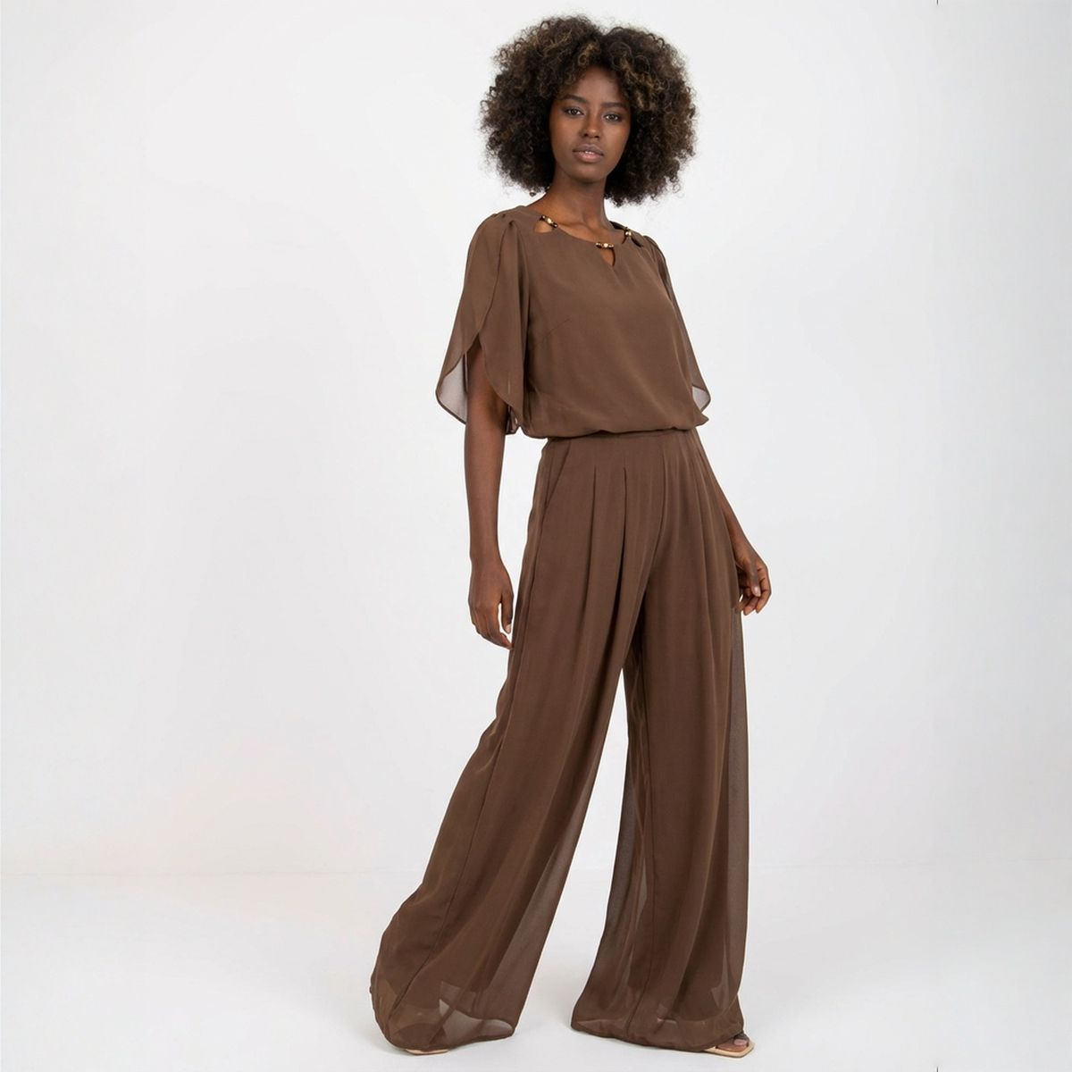 Elara™ Poplin Set with Refined Neckline Blouse and Elegant Long Pants