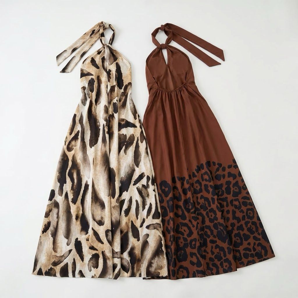 Isla Nomad™ Long Viscose Dress with Fluid Fit and Wild Print