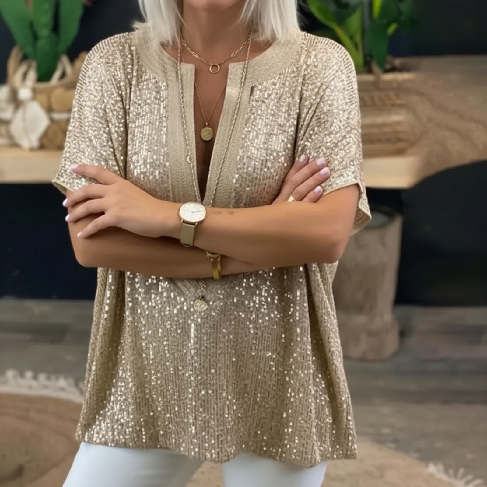 Dubai™ Blouse in Premium Viscose with Sequin Details