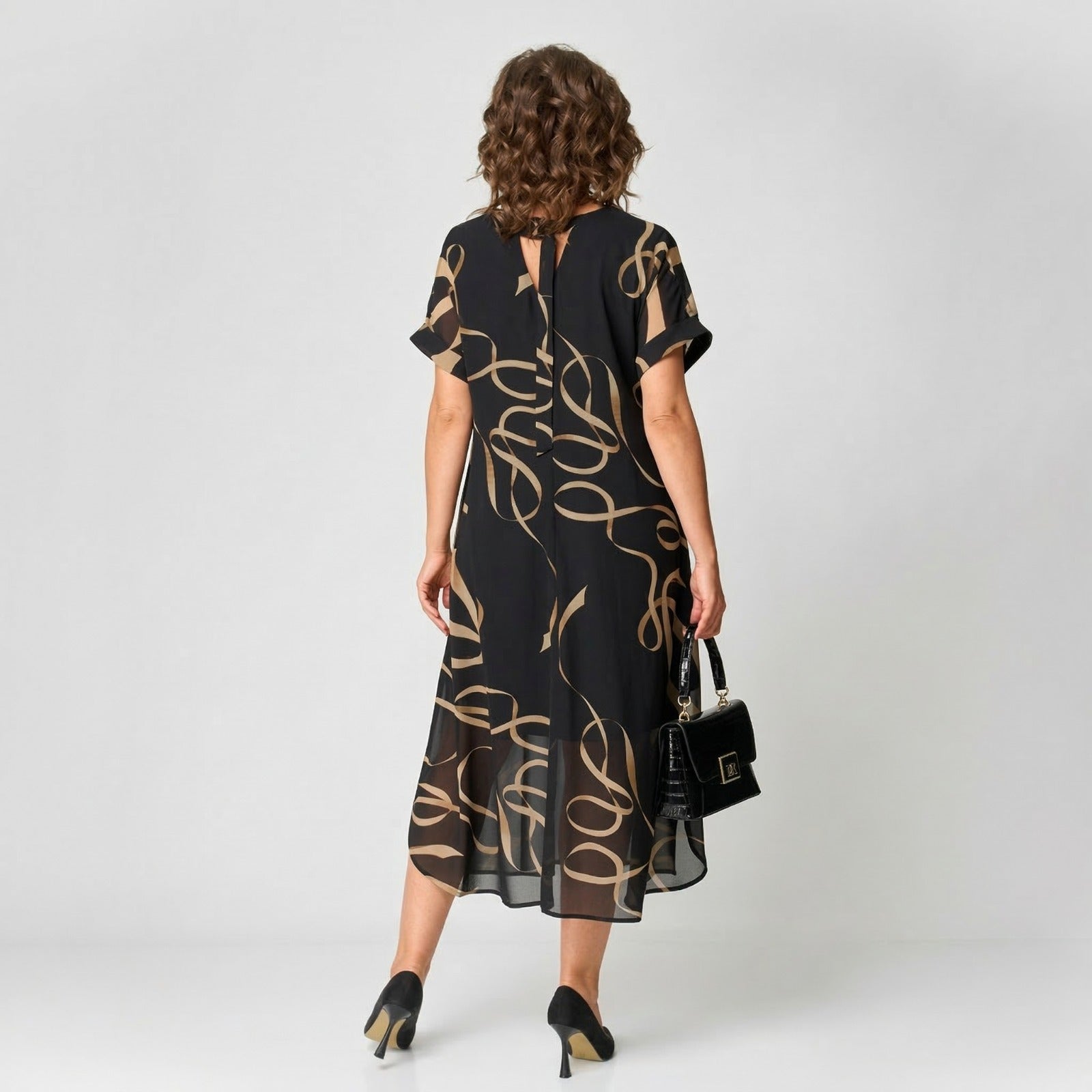 Francesca™ Dress with Ruffle and Golden Print