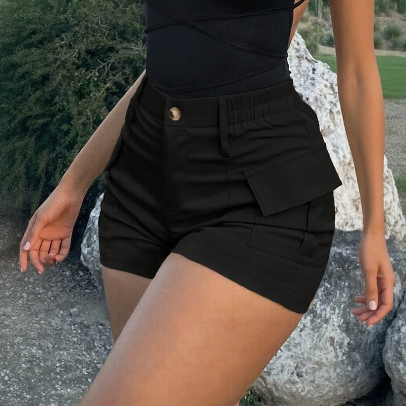 Nivara™ Premium Twill Shorts with Cargo Pockets and a High Waist