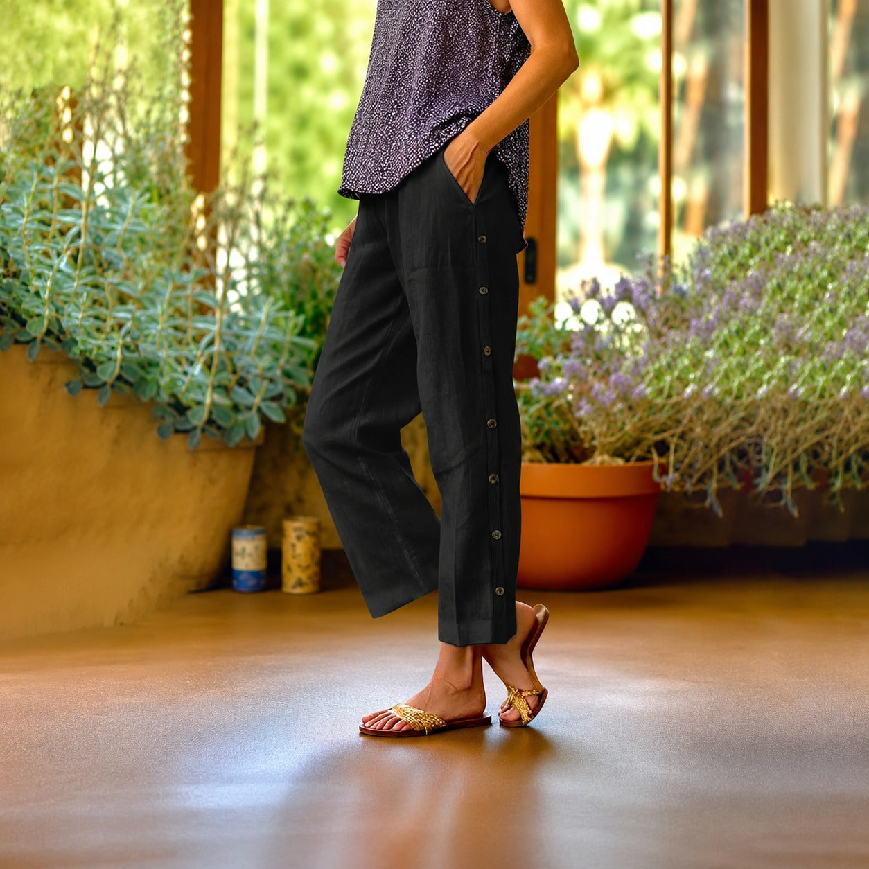 Ella™ Cropped Culotte Pants with Elegant Side Details