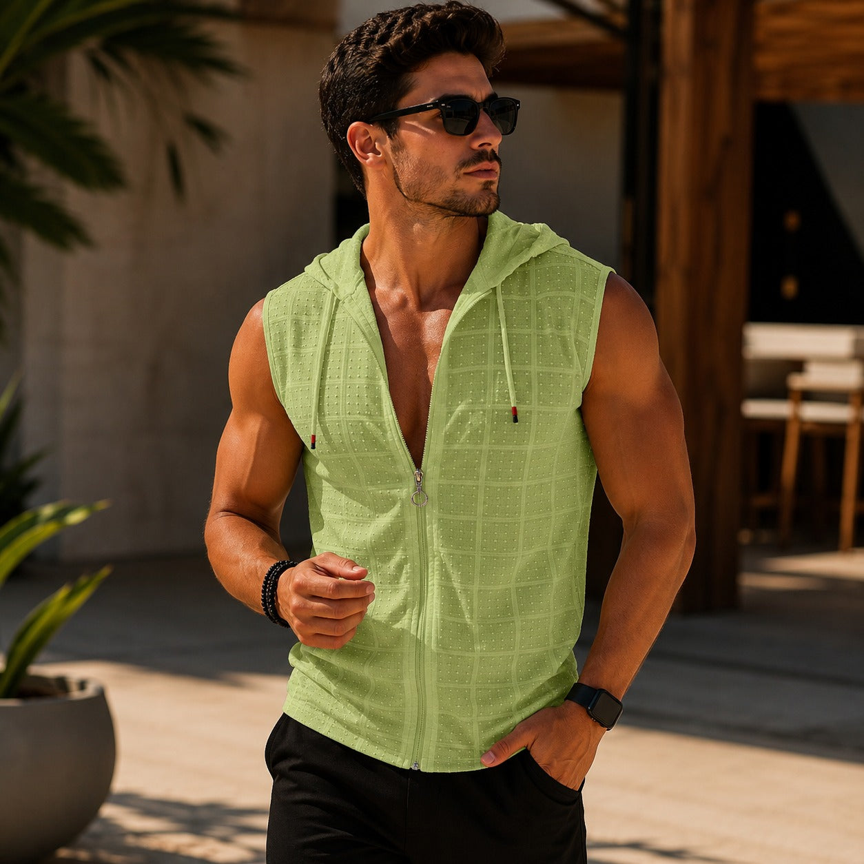 Carter™ Premium Textured Knit Vest with Integrated Hood