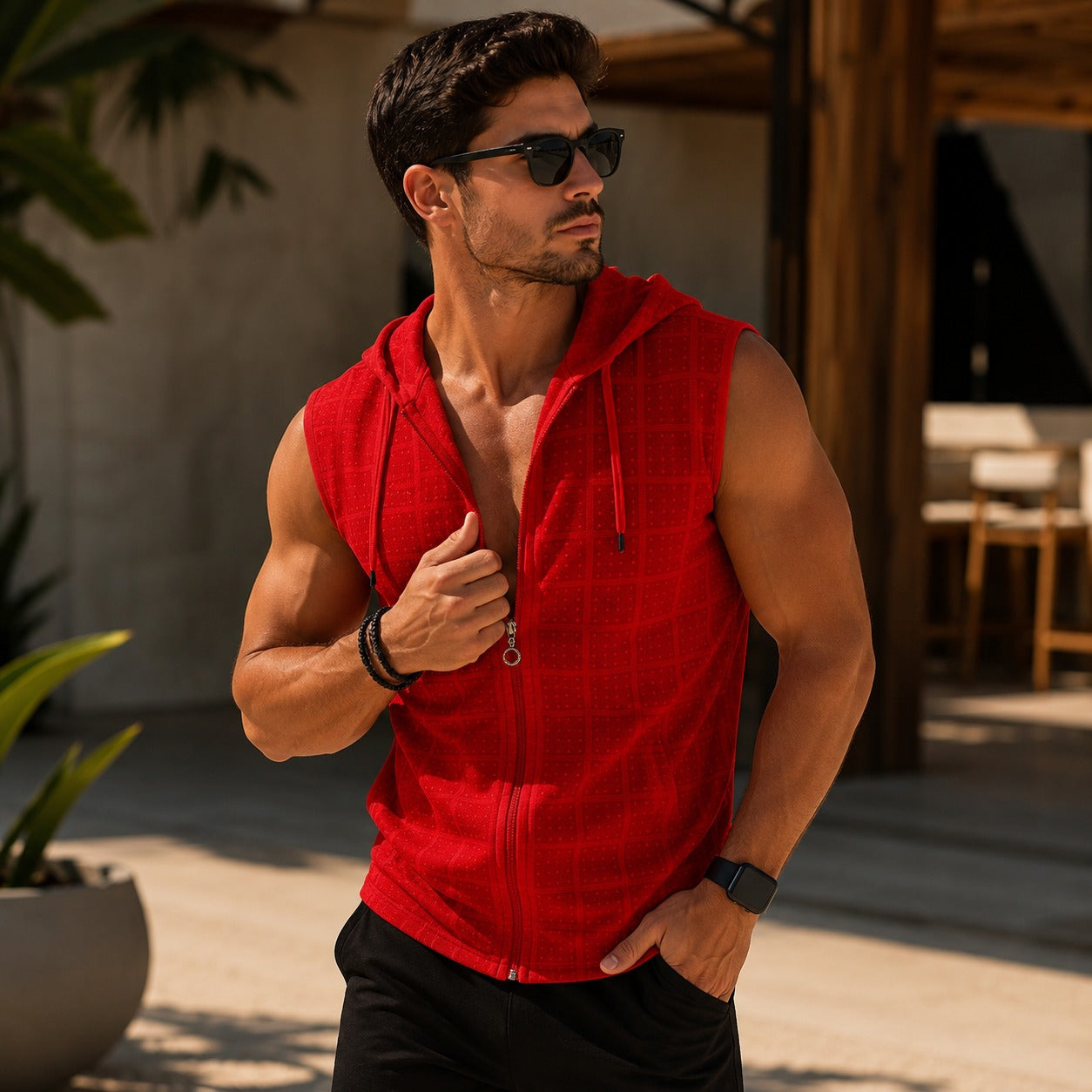 Carter™ Premium Textured Knit Vest with Integrated Hood