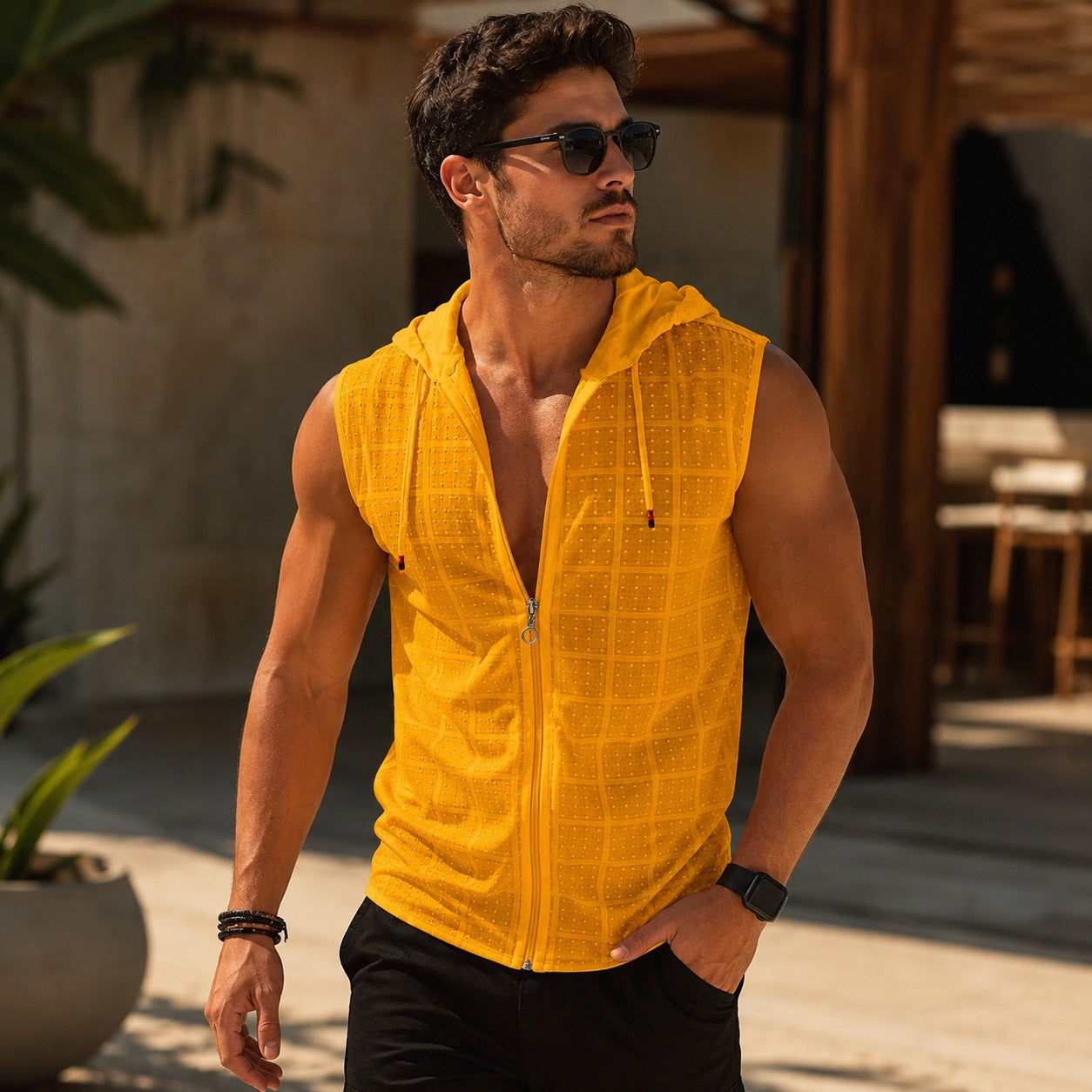 Carter™ Premium Textured Knit Vest with Integrated Hood