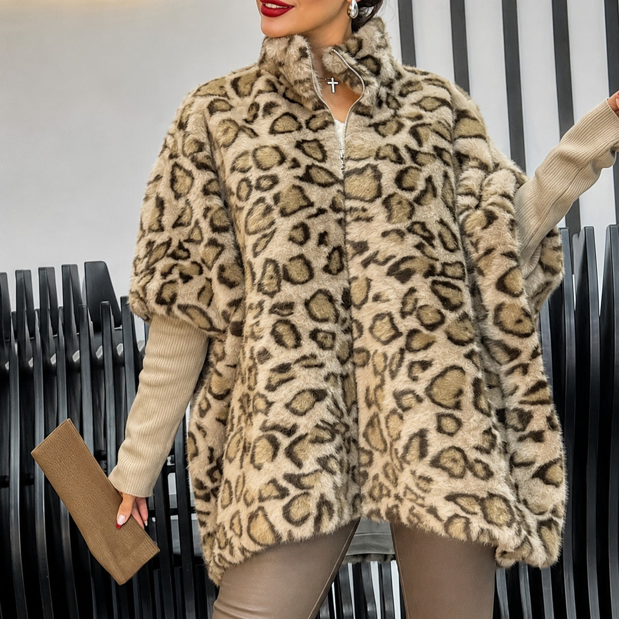 Cape Marlowe™ with Plush Animal Pattern and Integrated Sleeves