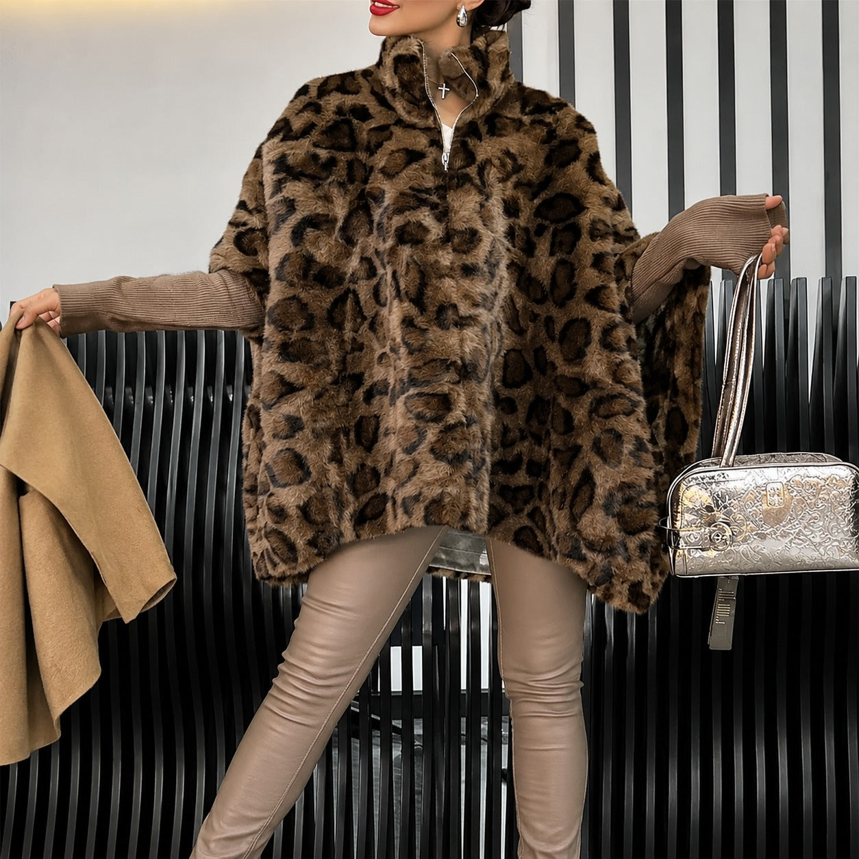 Cape Marlowe™ with Plush Animal Pattern and Integrated Sleeves