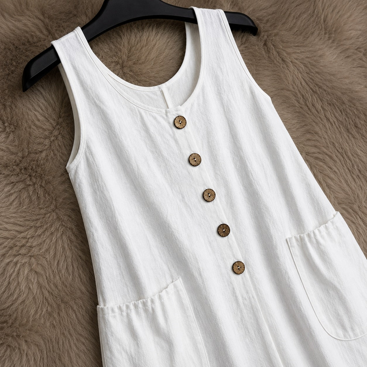 Wide-Leg Ellery™ Jumpsuit with Front Pockets and Round Neck