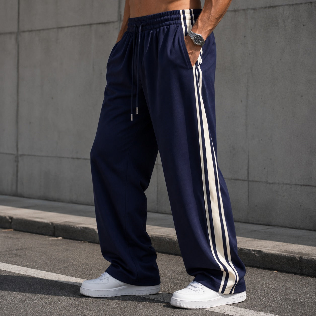 Pants Maxton™ with Side Stripes, Drawstring Waist and Straight Leg