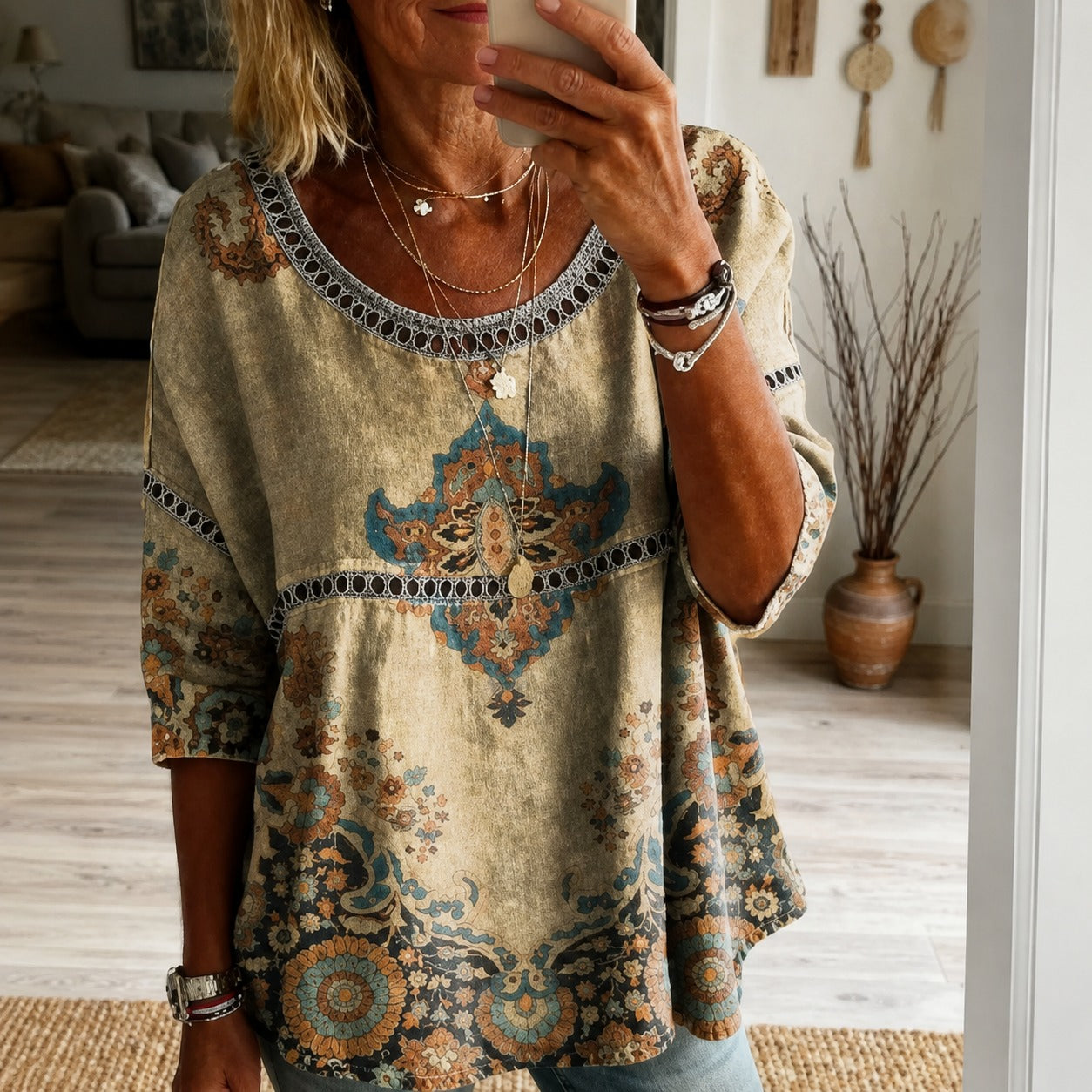 Blouse Adeline™ with Boho Chic Print and Relaxed Fit