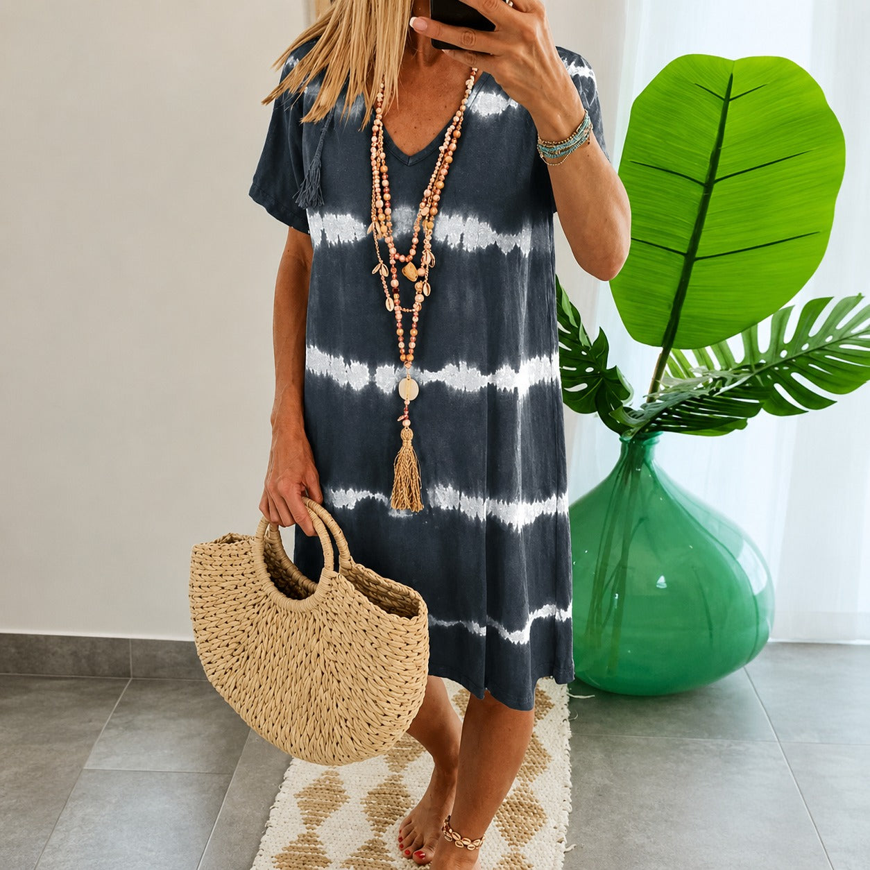 Dress Camille™ with Horizontal Stripes and Flowy Relaxed Fit