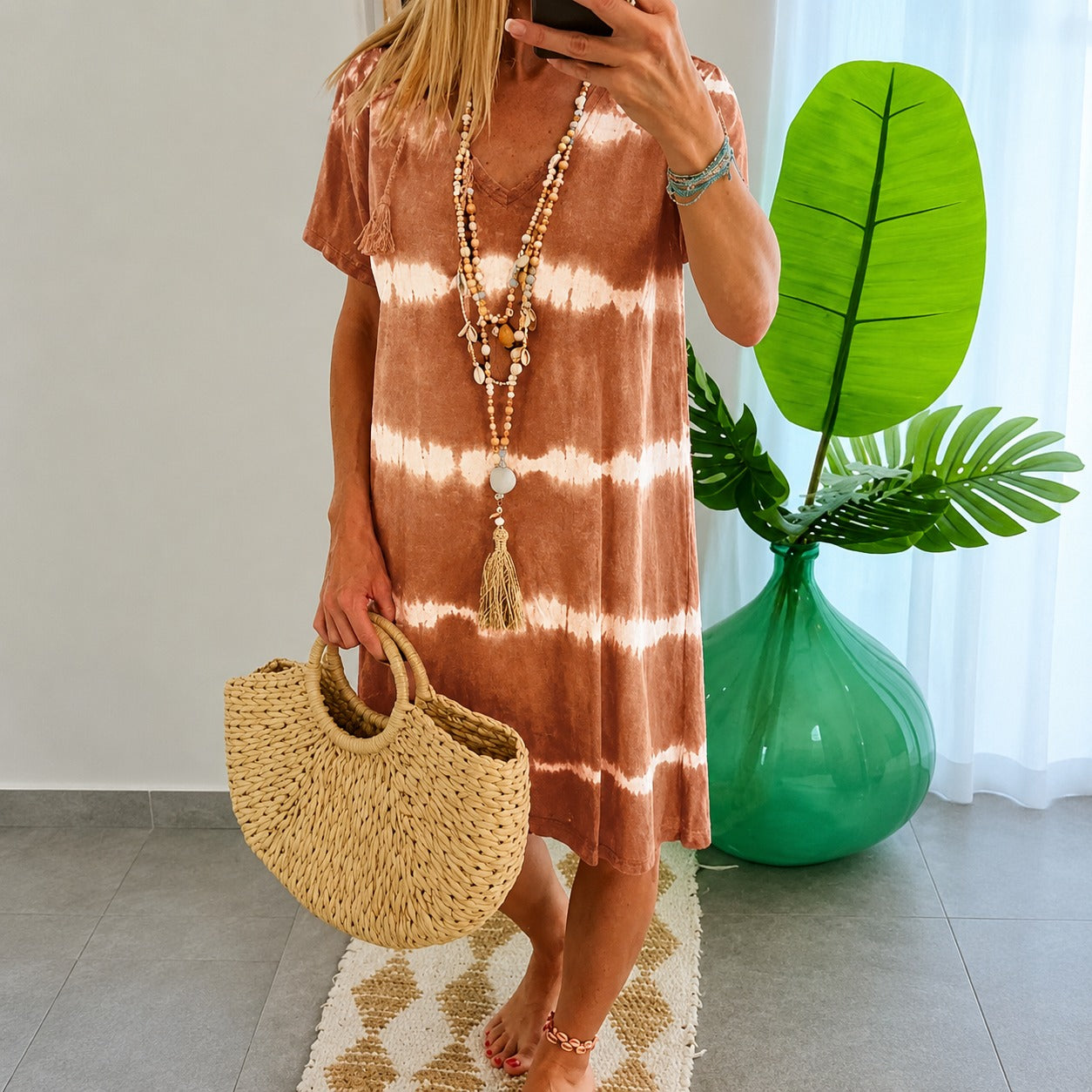 Dress Camille™ with Horizontal Stripes and Flowy Relaxed Fit