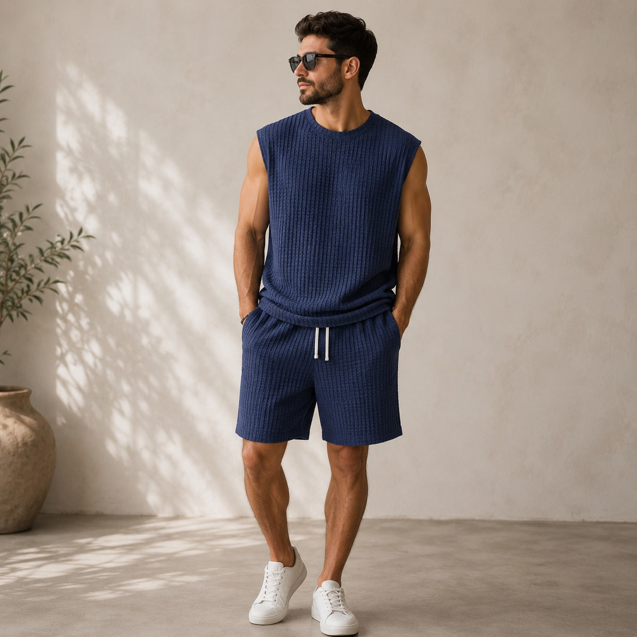 Montaro™ Textured Tank Top and Adjustable Drawstring Shorts Set