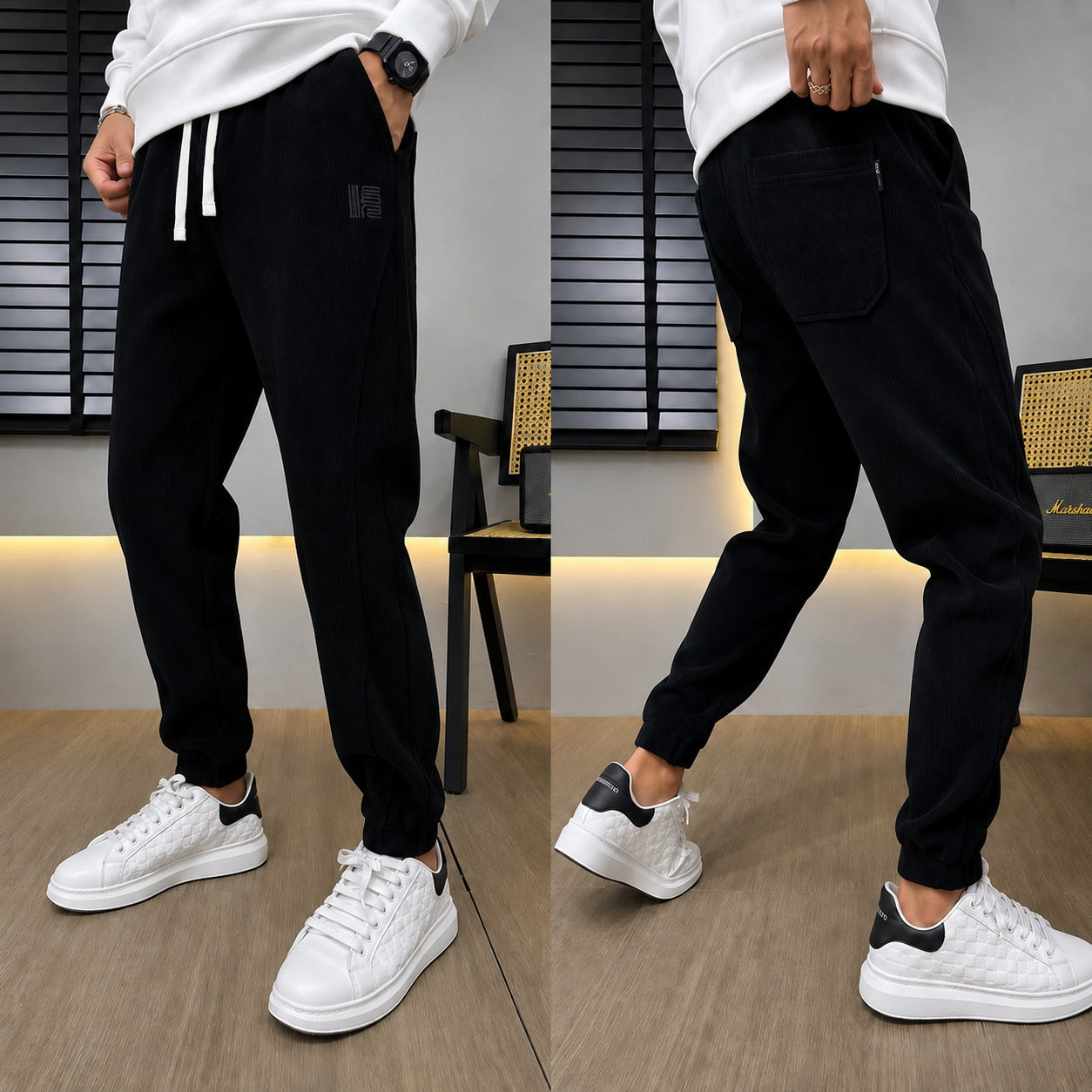 Pants Cedric™ with Ribbed Texture, Drawstring Waist and Tapered Fit