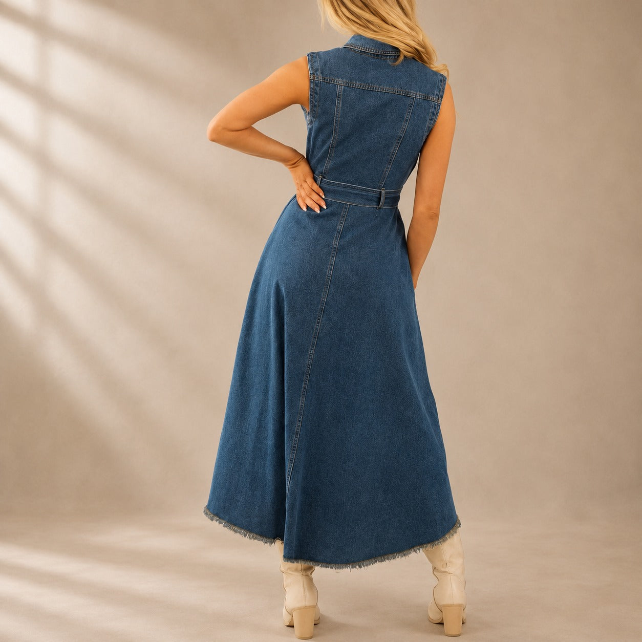Dress Laurel™ with Button Front, Tie Waist and High-Low Hem