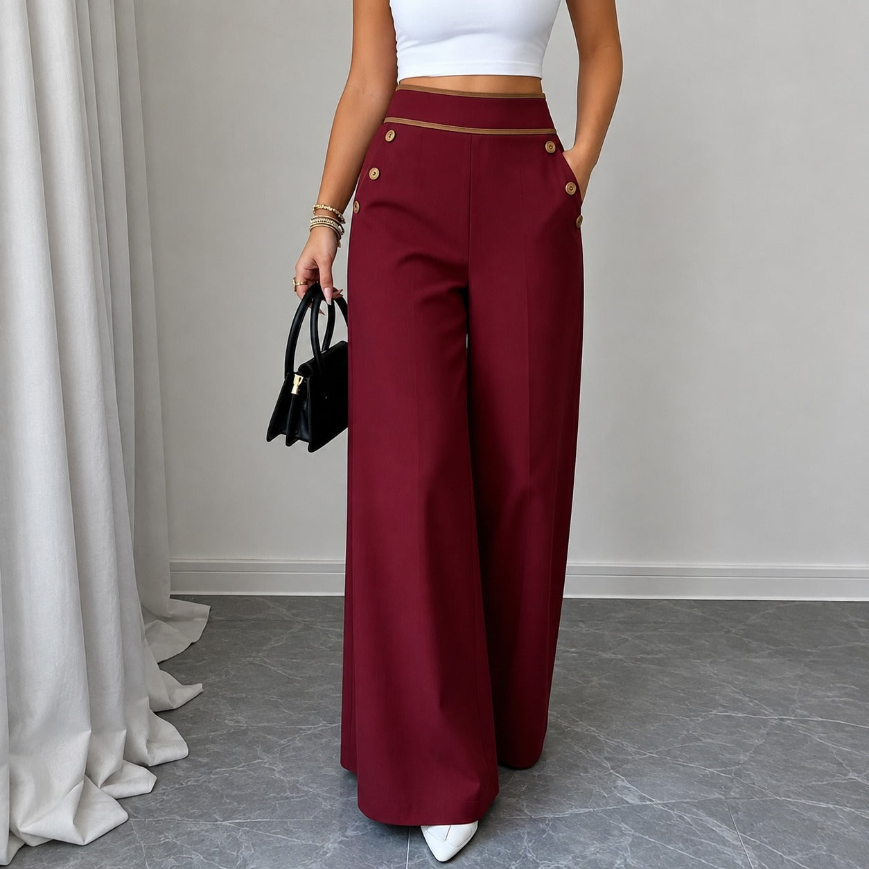 Pants Whitney™ with High Waist, Contrast Trim and Tailored Design