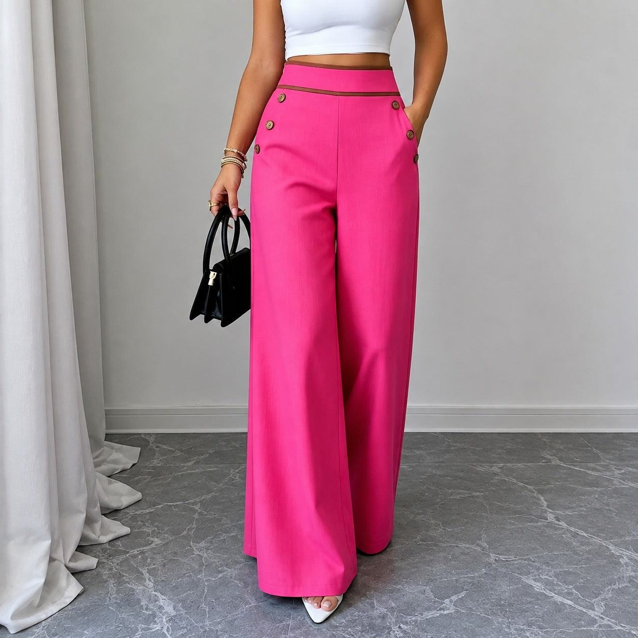 Pants Whitney™ with High Waist, Contrast Trim and Tailored Design