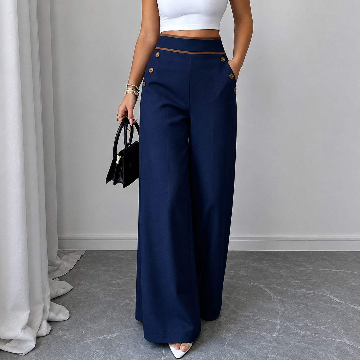 Pants Whitney™ with High Waist, Contrast Trim and Tailored Design