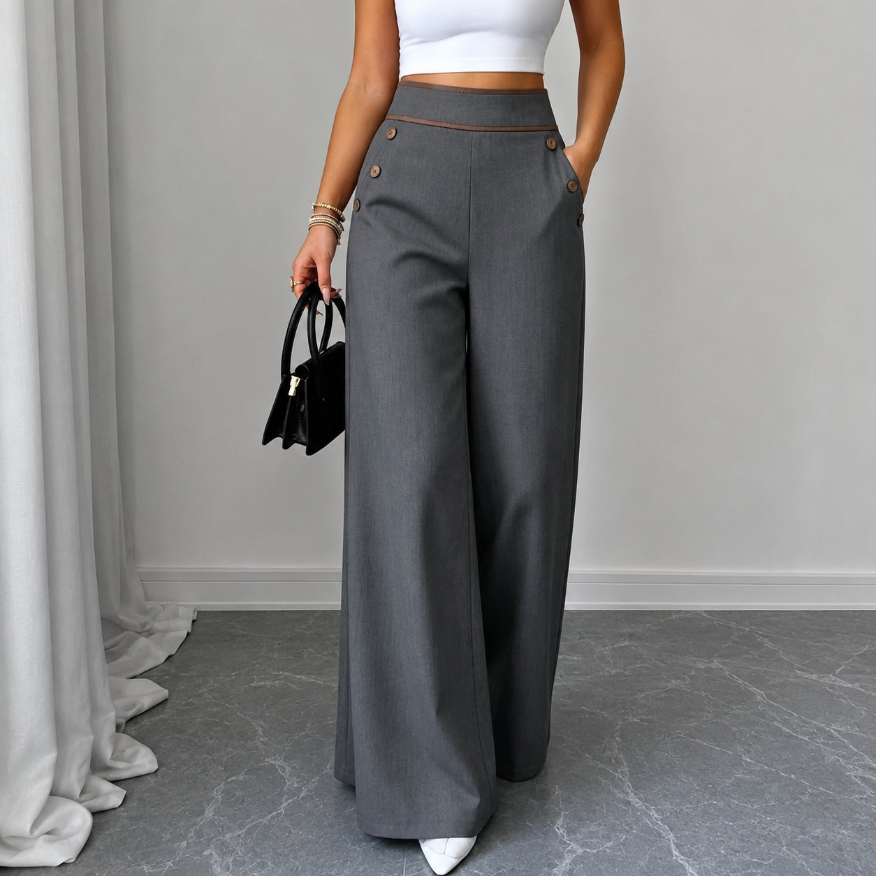Pants Whitney™ with High Waist, Contrast Trim and Tailored Design