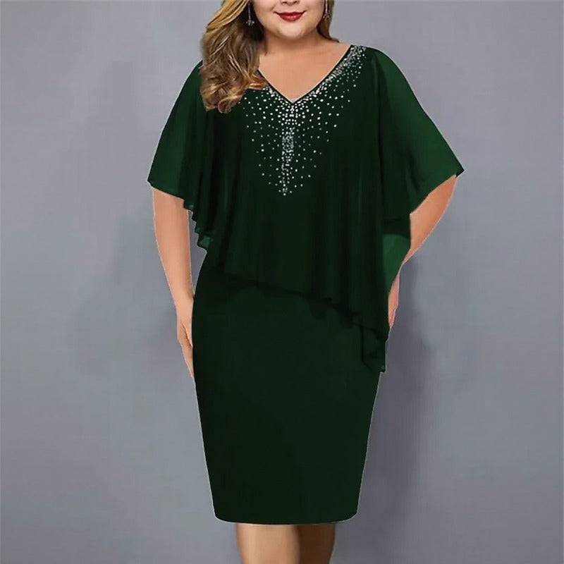 Maresse™ Dress with Asymmetrical Overlay and Sparkling Embellishments