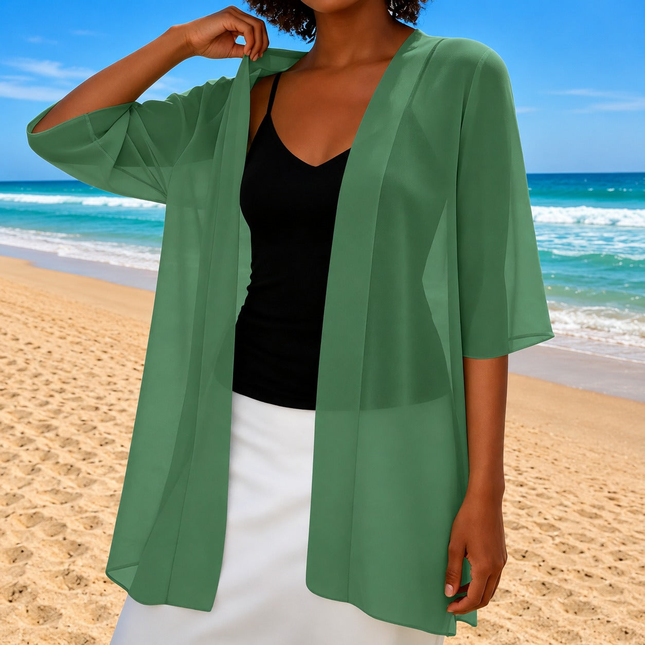 Cardigan Brielle™ with Lightweight Sheer Fabric and Open Front