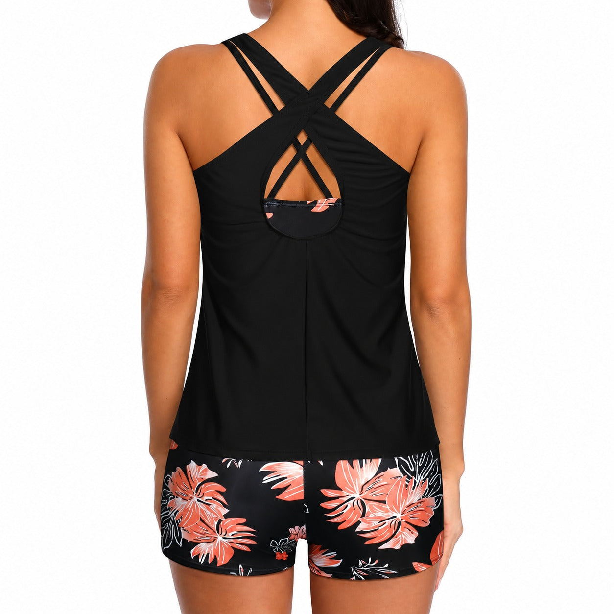 Marena™ Set with Tank Top, Cross-Back Top and Elastic-Waist Shorts
