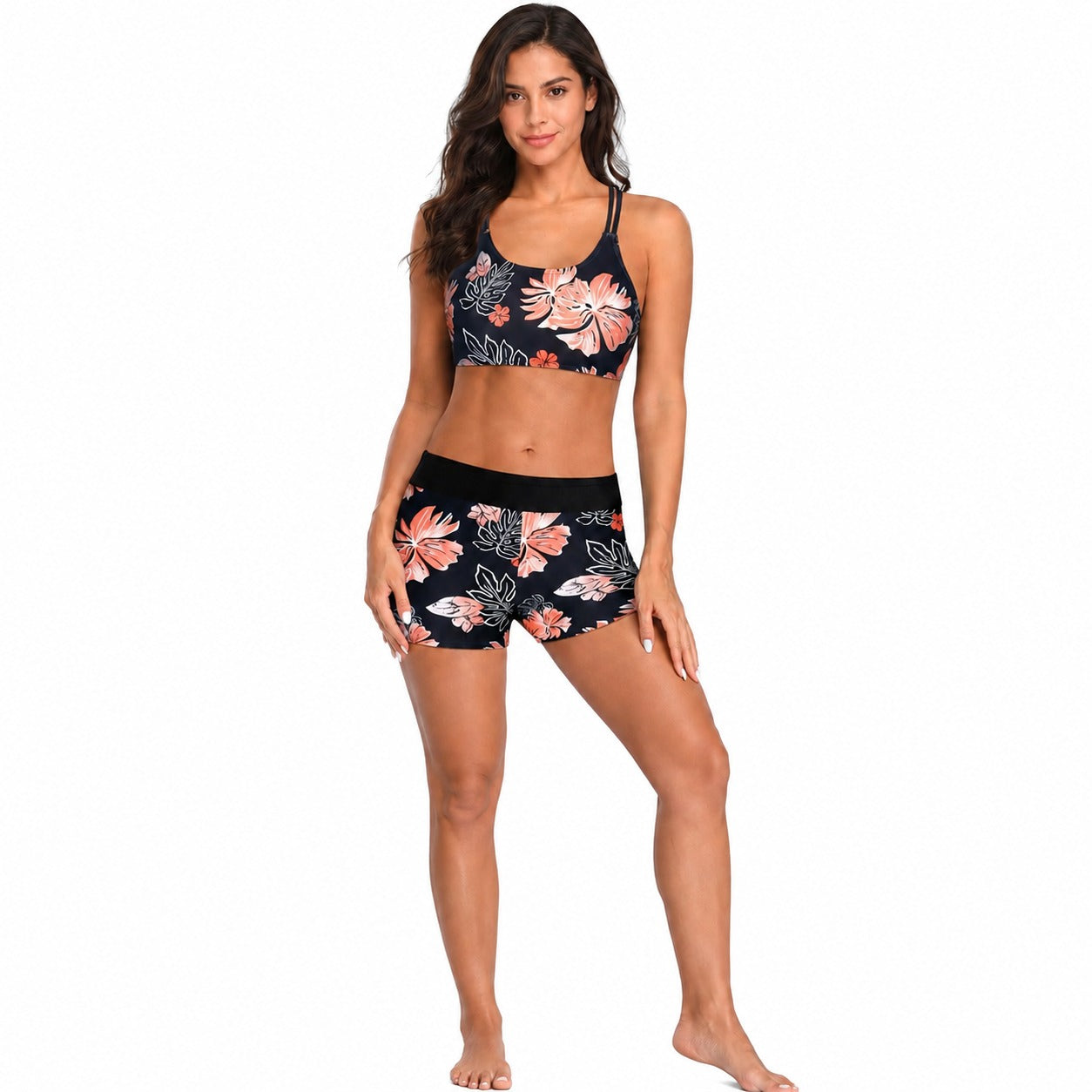 Marena™ Set with Tank Top, Cross-Back Top and Elastic-Waist Shorts
