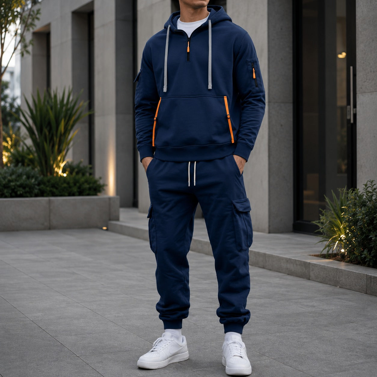 Drevon™ Set with Utility-Pocket Hoodie and Cargo Jogger Pants