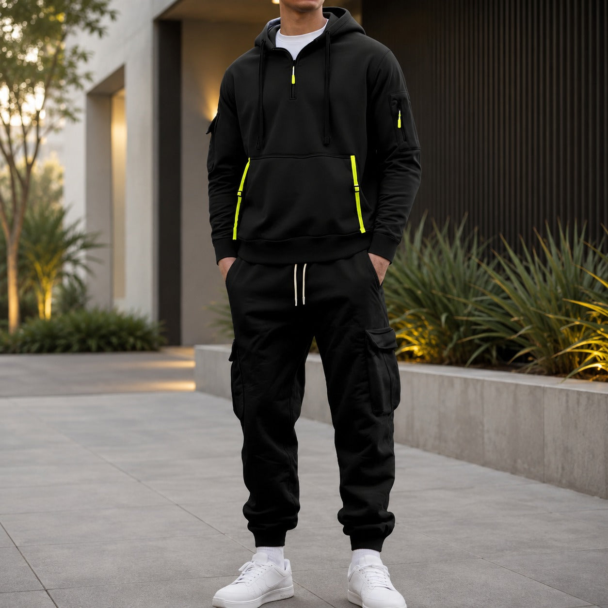 Drevon™ Set with Utility-Pocket Hoodie and Cargo Jogger Pants