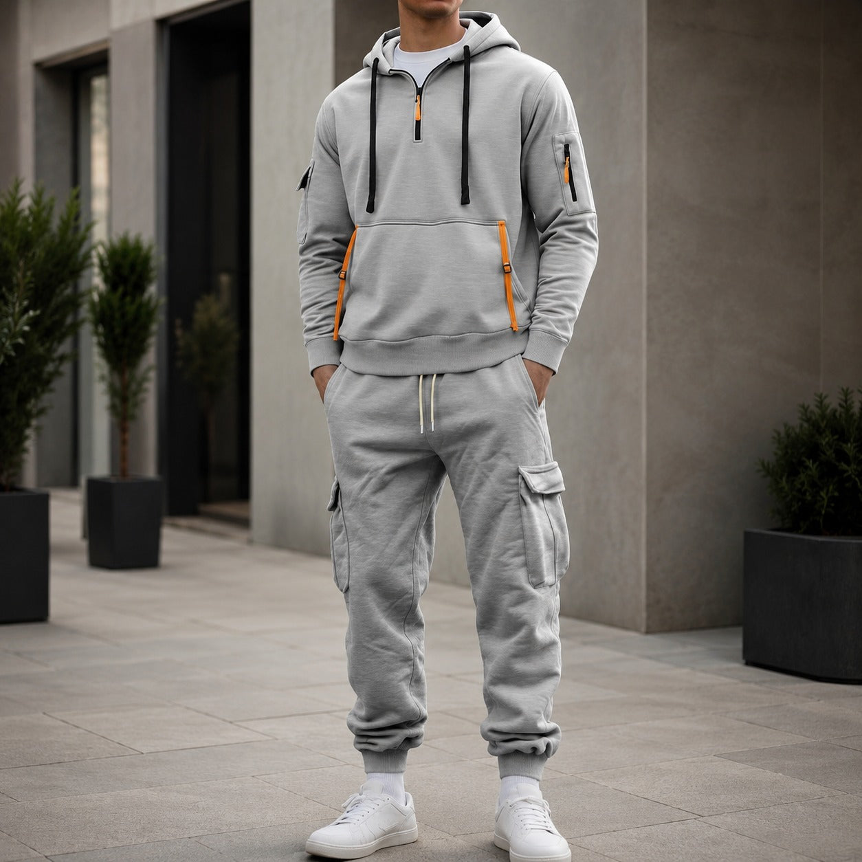 Drevon™ Set with Utility-Pocket Hoodie and Cargo Jogger Pants