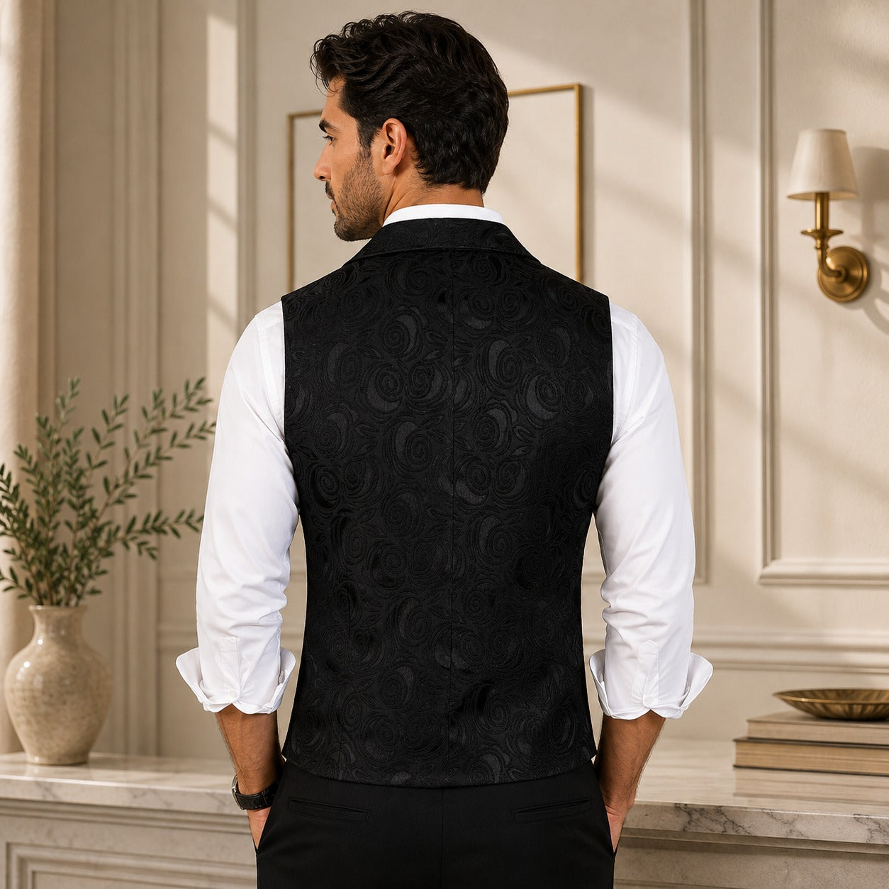 Vest Westcott™ with Floral Texture and Double-Breasted Closure