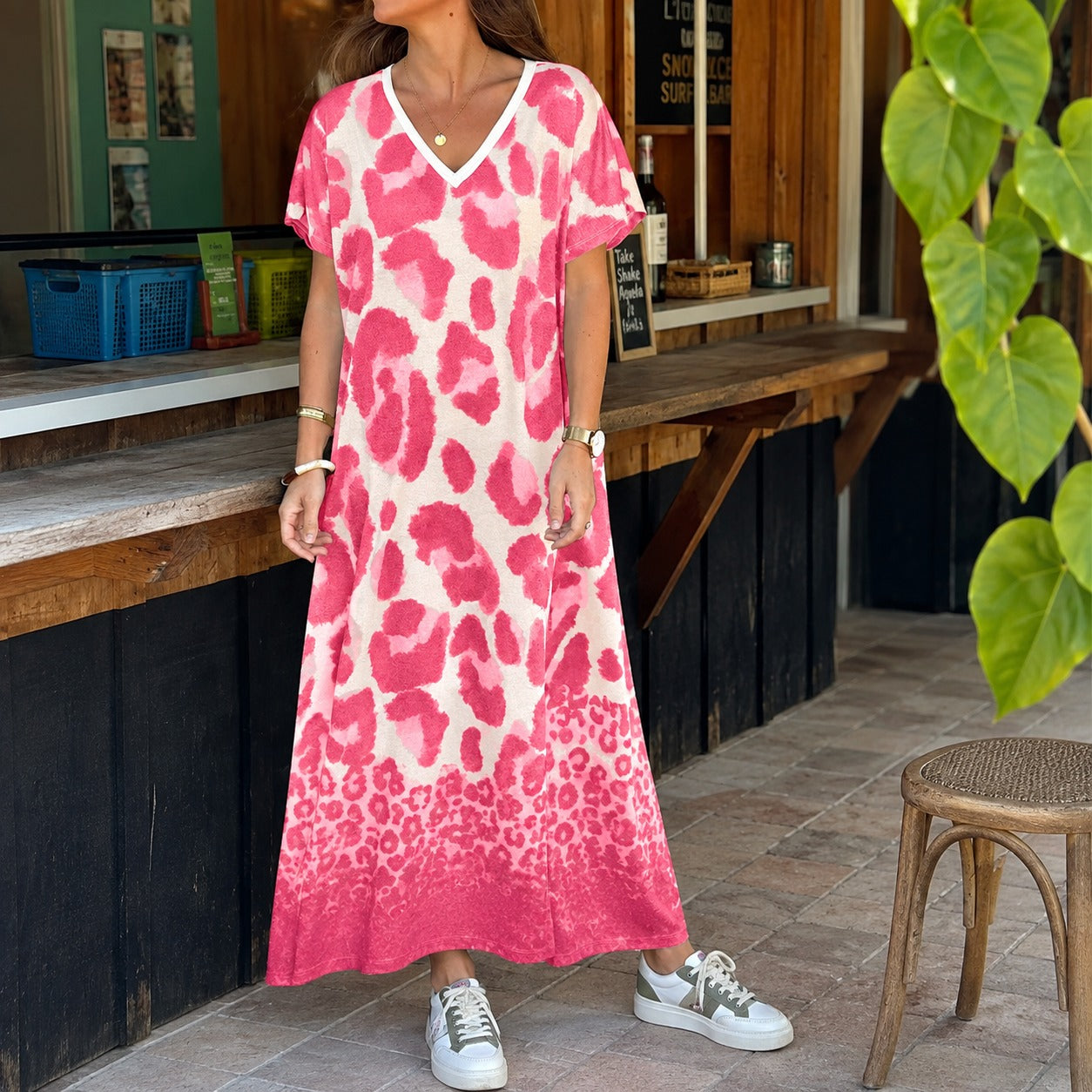 Dress Lucienne™ with Bold Animal Print and Flowy Drape