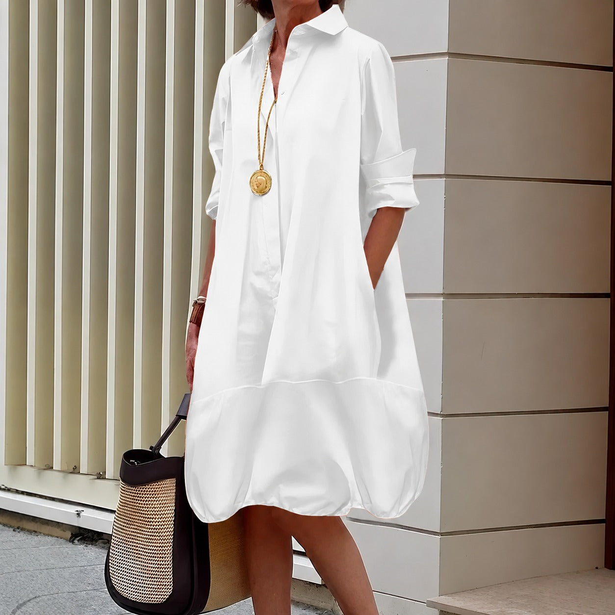 Shirt Dress Chelsea™ with Relaxed Fit and Balloon Hem