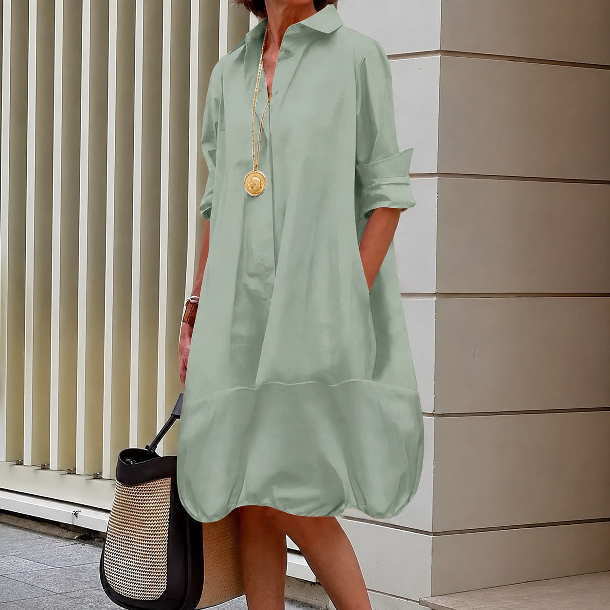 Shirt Dress Chelsea™ with Relaxed Fit and Balloon Hem