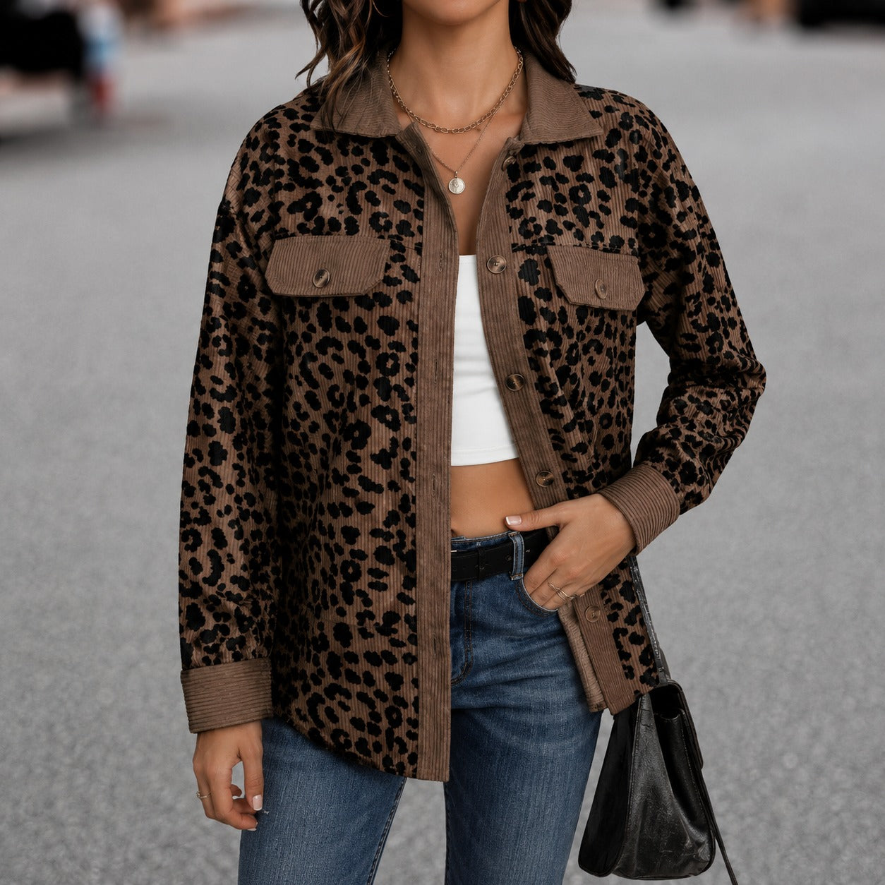 Jacket Maggie™ with Leopard Print and Flap Pockets