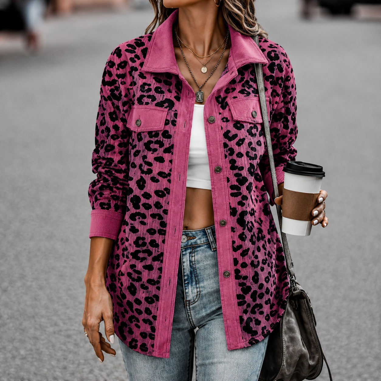 Jacket Maggie™ with Leopard Print and Flap Pockets