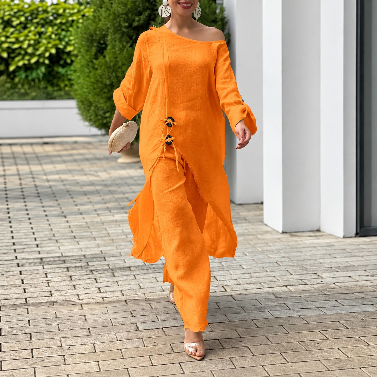 Set Aubrey™ with Asymmetric Tie-Side Top and Relaxed-Fit Pants