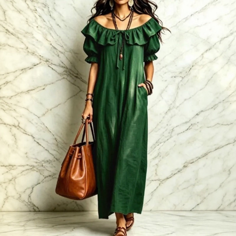 Neroli™ Dress with Off-the-Shoulder Neckline, Charming Ruffle and Relaxed Fit