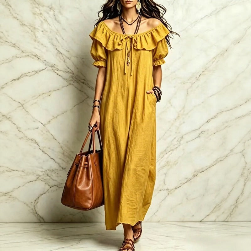 Neroli™ Dress with Off-the-Shoulder Neckline, Charming Ruffle and Relaxed Fit