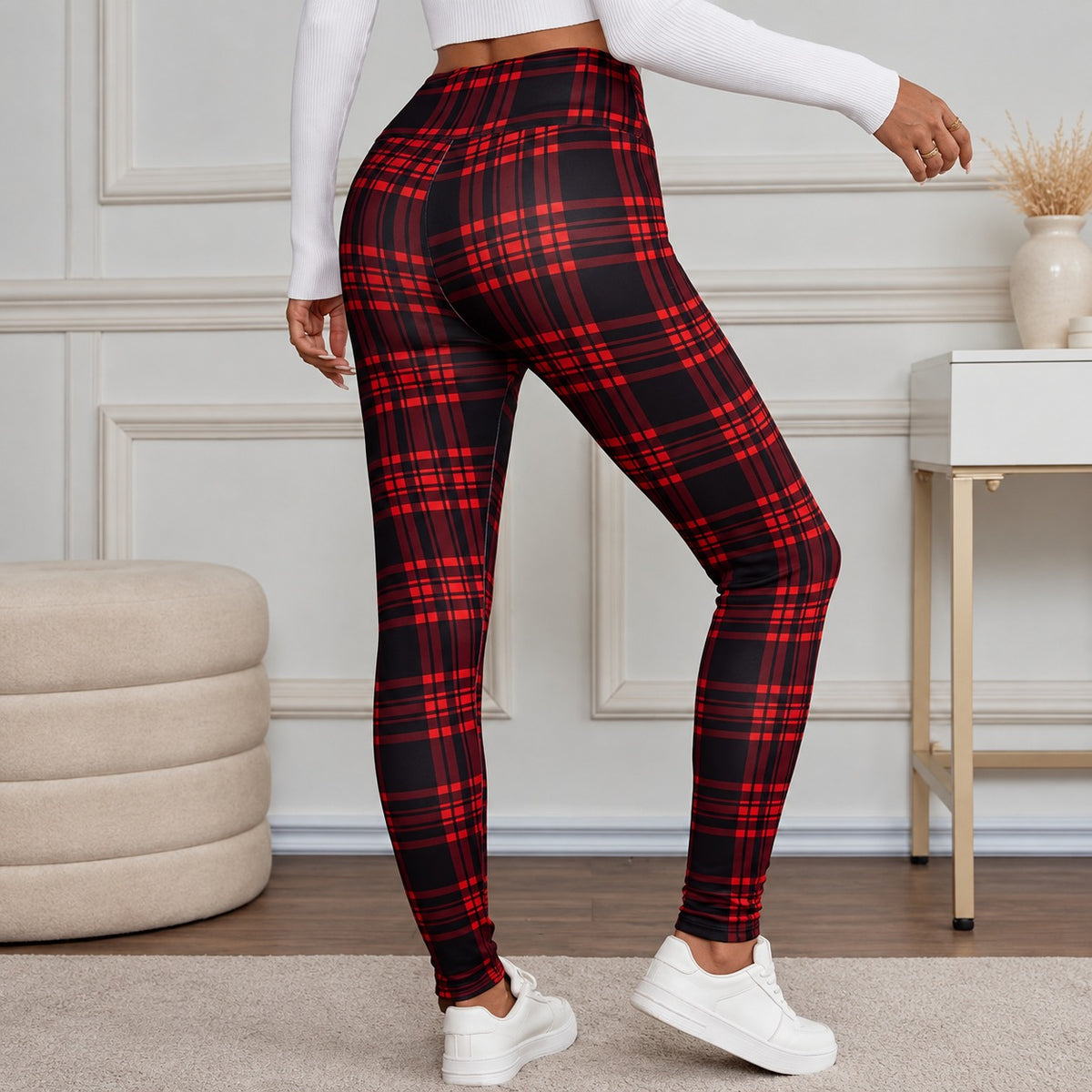 Leggings Windermere™ with Plaid Print, High Waist and Fleece Lining
