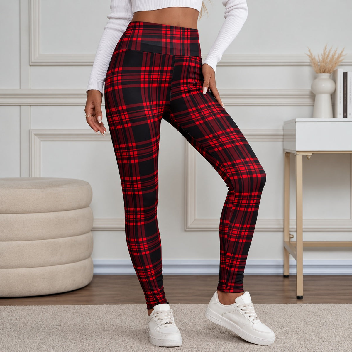 Leggings Windermere™ with Plaid Print, High Waist and Fleece Lining