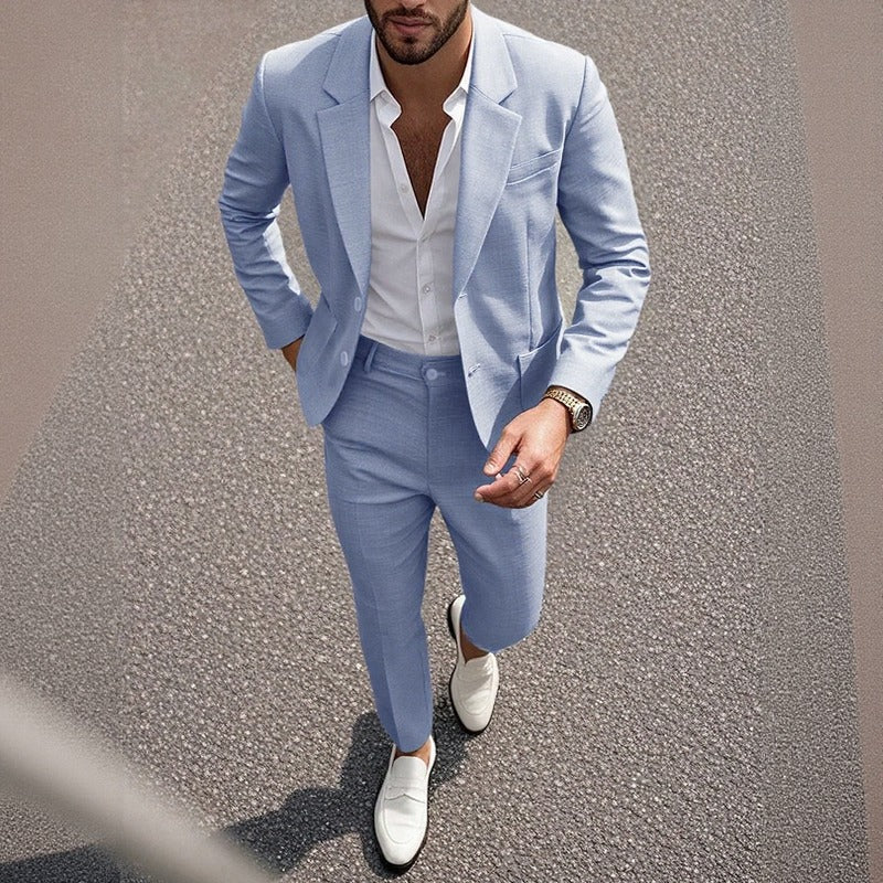 Montieri™ Casual Suit with Classic-Lapel Blazer and Straight-Leg Tailored Pants