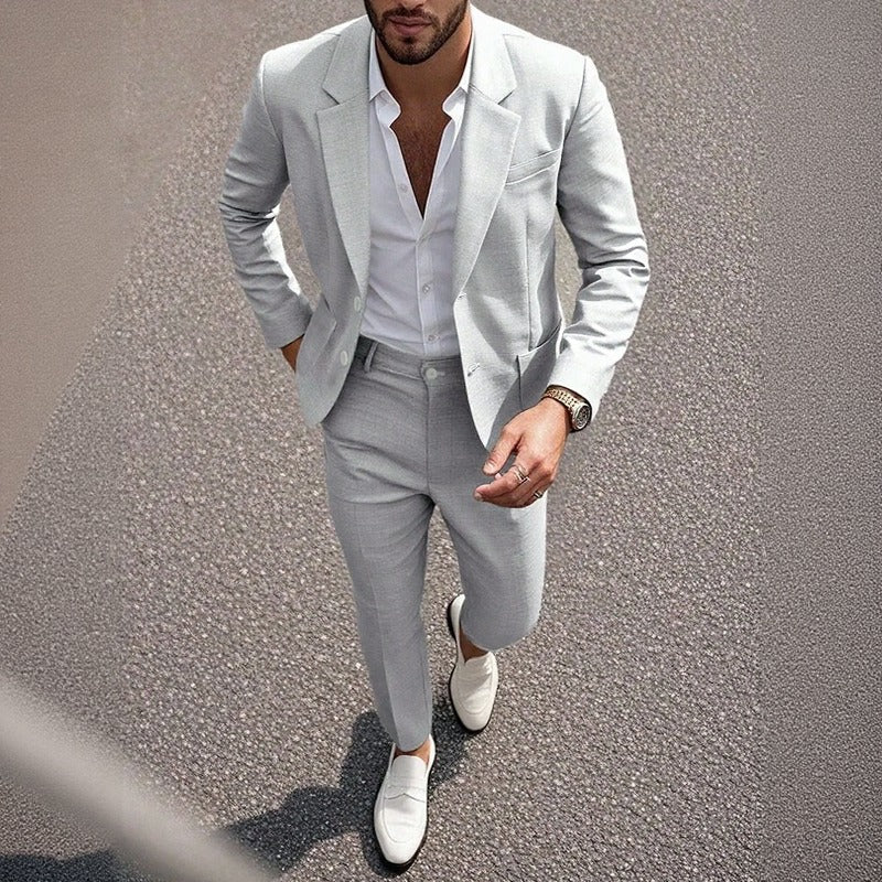 Montieri™ Casual Suit with Classic-Lapel Blazer and Straight-Leg Tailored Pants