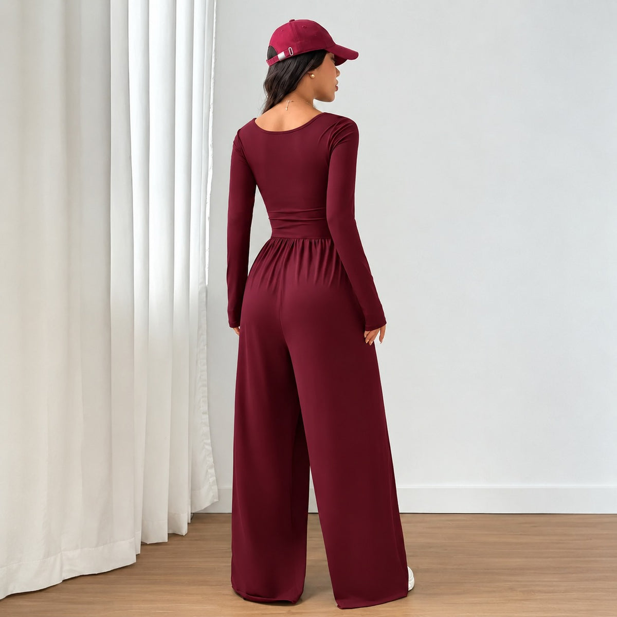 Serena™ Wide-Leg Jumpsuit with Long Sleeves and a Defined Waist